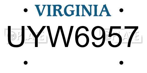 UYW6957 Virginia License Plate