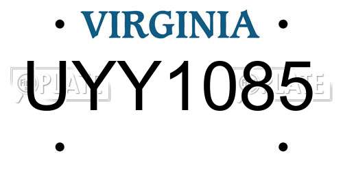 UYY1085 Virginia License Plate