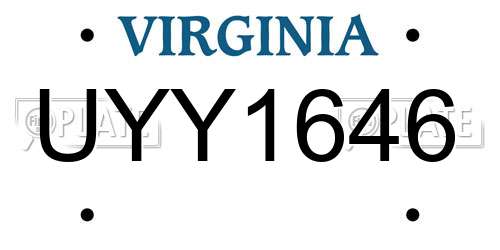 UYY1646 Virginia License Plate