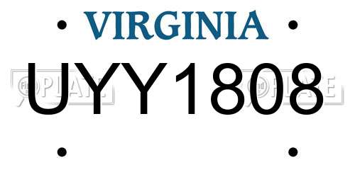UYY1808 Virginia License Plate