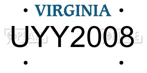 UYY2008 Virginia License Plate