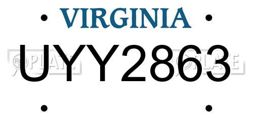 UYY2863 Virginia License Plate