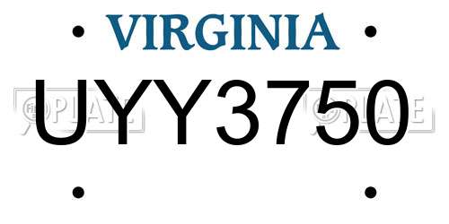 UYY3750 Virginia License Plate