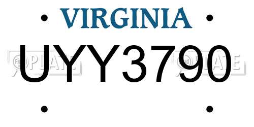 UYY3790 Virginia License Plate