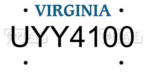 UYY4100 Virginia License Plate