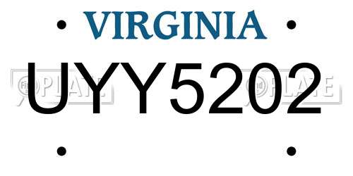 UYY5202 Virginia License Plate