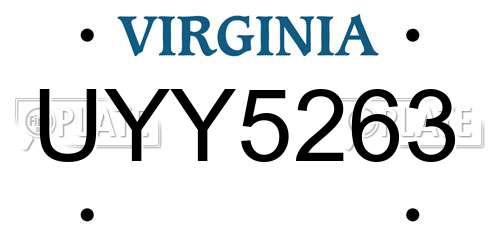 UYY5263 Virginia License Plate