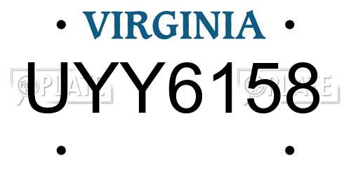 UYY6158 Virginia License Plate
