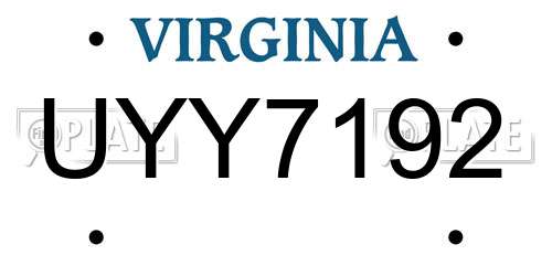 UYY7192 Virginia License Plate