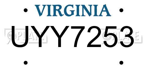 UYY7253 Virginia License Plate