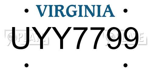UYY7799 Virginia License Plate