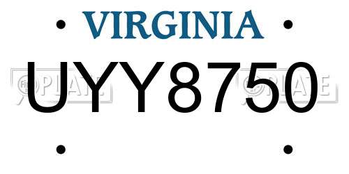 UYY8750 Virginia License Plate