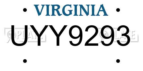 UYY9293 Virginia License Plate