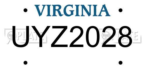 UYZ2028 Virginia License Plate