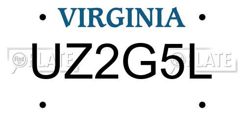 UZ2G5L Virginia License Plate