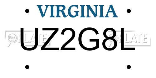 UZ2G8L Virginia License Plate