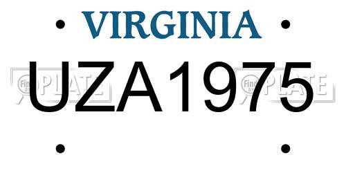 UZA1975 Virginia License Plate