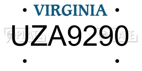 UZA9290 Virginia License Plate
