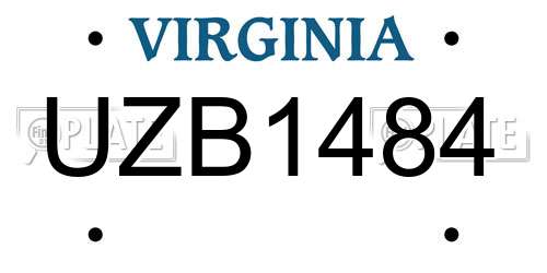 UZB1484 Virginia License Plate