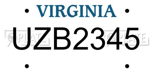 UZB2345 Virginia License Plate