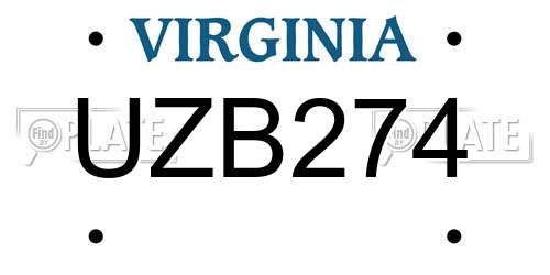 UZB274 Virginia License Plate