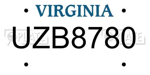 UZB8780 Virginia License Plate