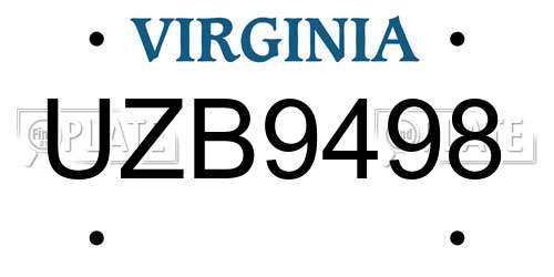 UZB9498 Virginia License Plate