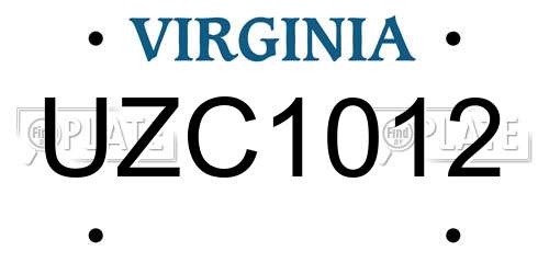 UZC1012 Virginia License Plate