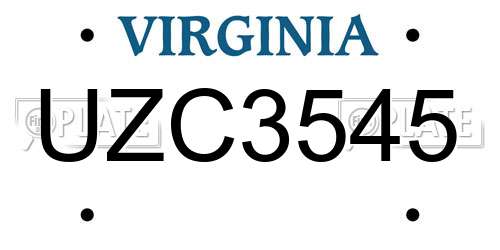 UZC3545 Virginia License Plate