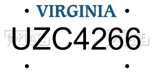 UZC4266 Virginia License Plate
