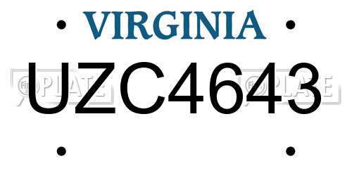 UZC4643 Virginia License Plate