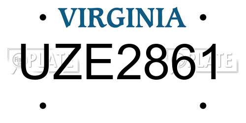 UZE2861 Virginia License Plate