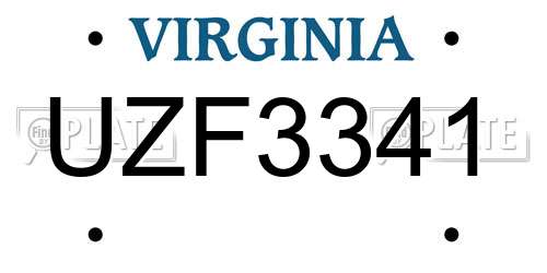 UZF3341 Virginia License Plate