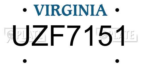 UZF7151 Virginia License Plate