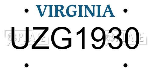UZG1930 Virginia License Plate