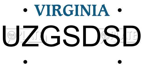 UZGSDSD Virginia License Plate