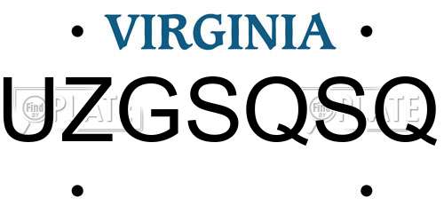 UZGSQSQ Virginia License Plate