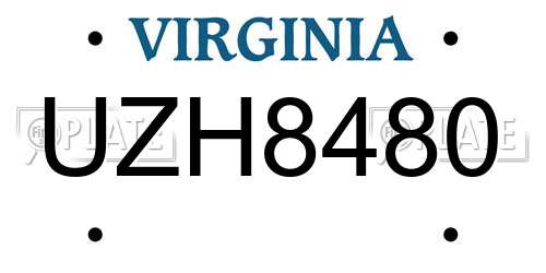 UZH8480 Virginia License Plate