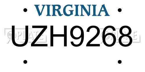 UZH9268 Virginia License Plate