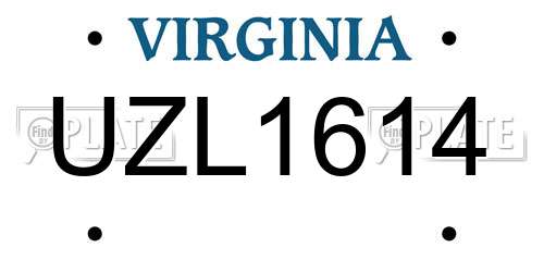 UZL1614 Virginia License Plate