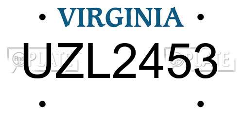 UZL2453 Virginia License Plate