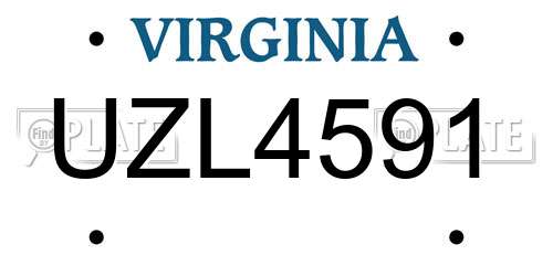 UZL4591 Virginia License Plate