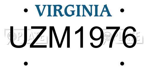 UZM1976 Virginia License Plate