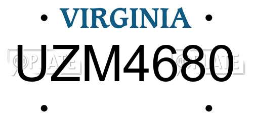 UZM4680 Virginia License Plate