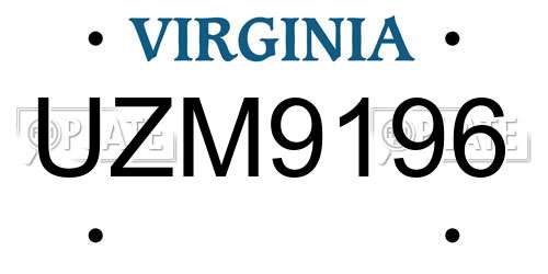 UZM9196 Virginia License Plate