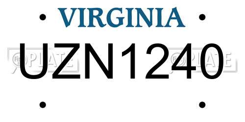UZN1240 Virginia License Plate