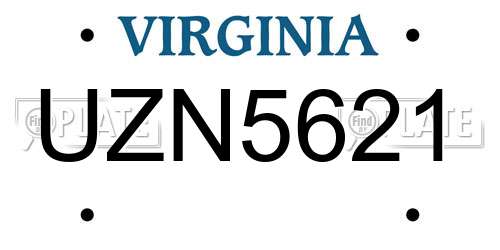 UZN5621 Virginia License Plate