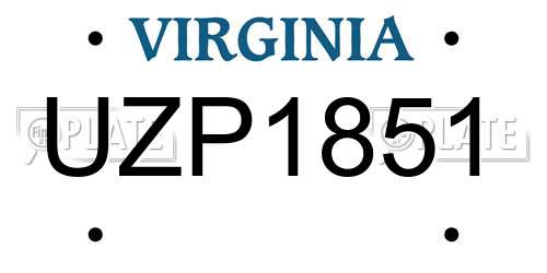 UZP1851 Virginia License Plate