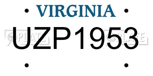 UZP1953 Virginia License Plate