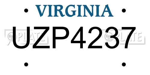 UZP4237 Virginia License Plate
